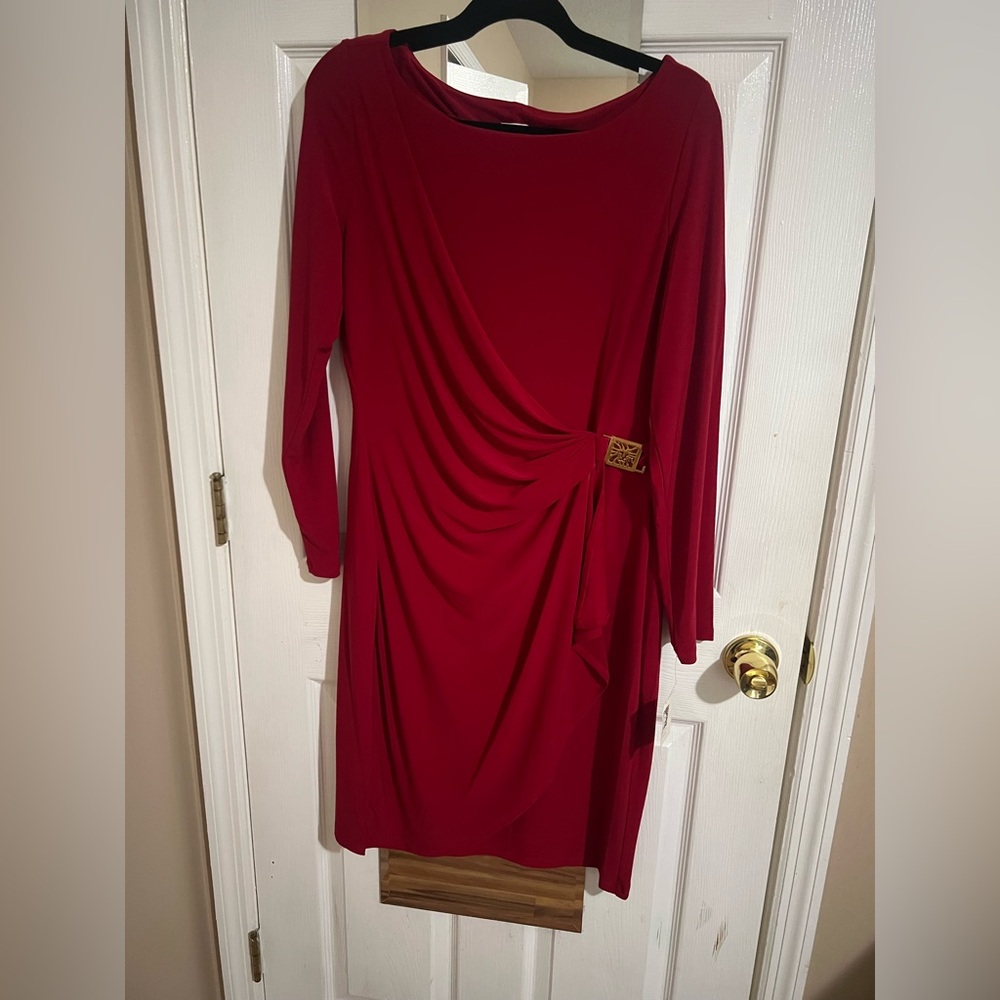 Elegant Red Draped Dress